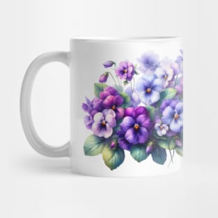 Watercolor Violets Purple Pansy Watercolor Painting Mug